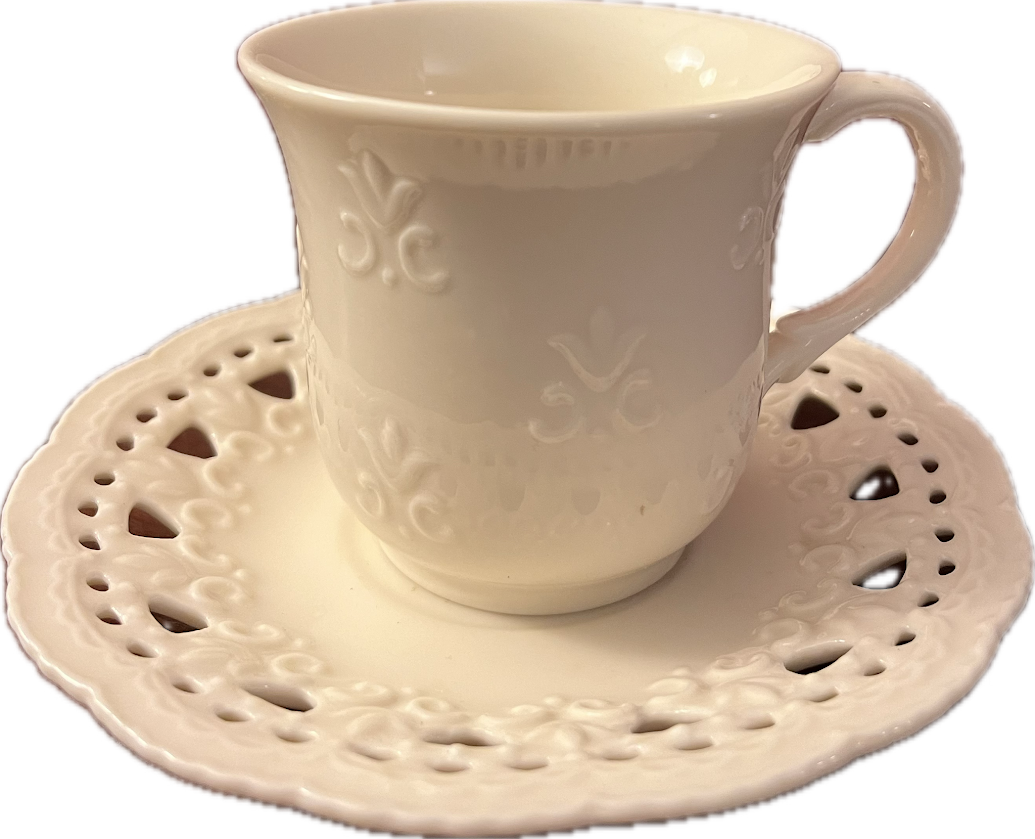 Cream Lace by  Skye Mcghie - Teacup and Saucer - 1 available