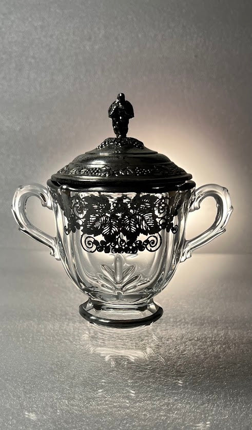 Lace Filigree - Glass / Silver Sugar Bowl - 1 available