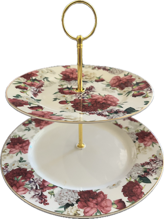 Burgundy Rose by Grace's Teaware - Tiered Tray - 1 available