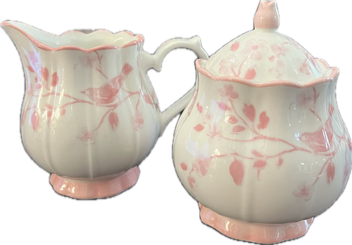 Pink Botanical Birds by Grace's Teaware - Creamer - 1 available