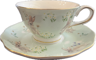 Bunnies - Teacup & Saucer (green) - 1 available