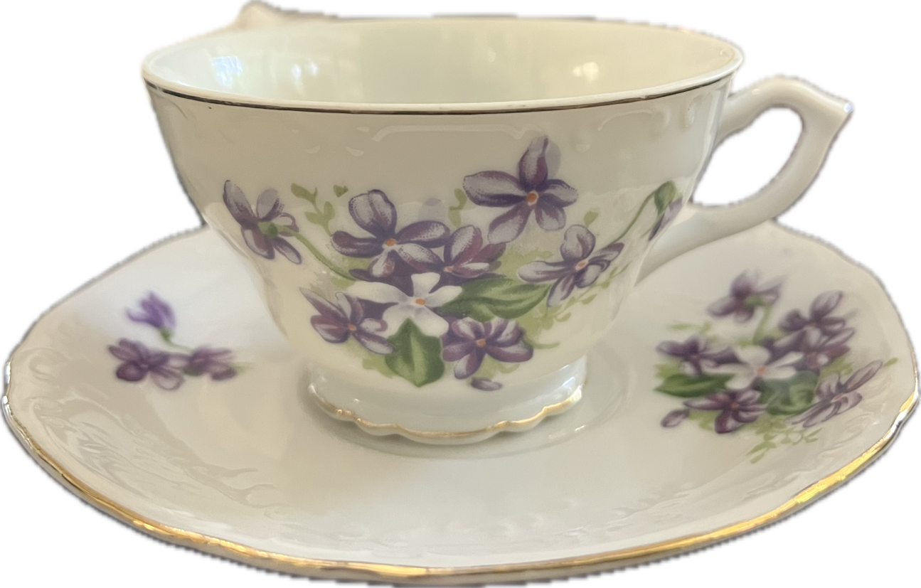 Whispering Violets by Grantcrest - Teacup & Saucer - 1 available