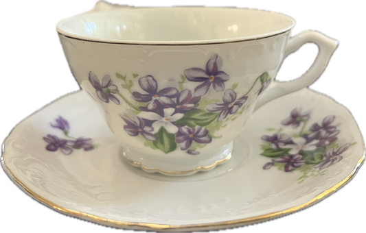 Whispering Violets by Grantcrest - Teacup & Saucer - 1 available