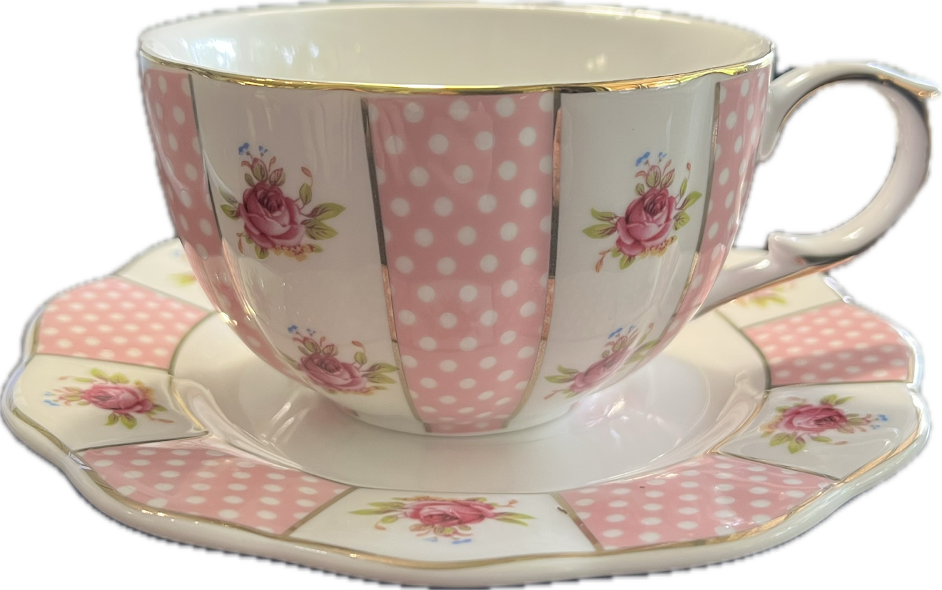 Pink Dots Rose Bud by Grace's Teaware - Creamer -  1 available