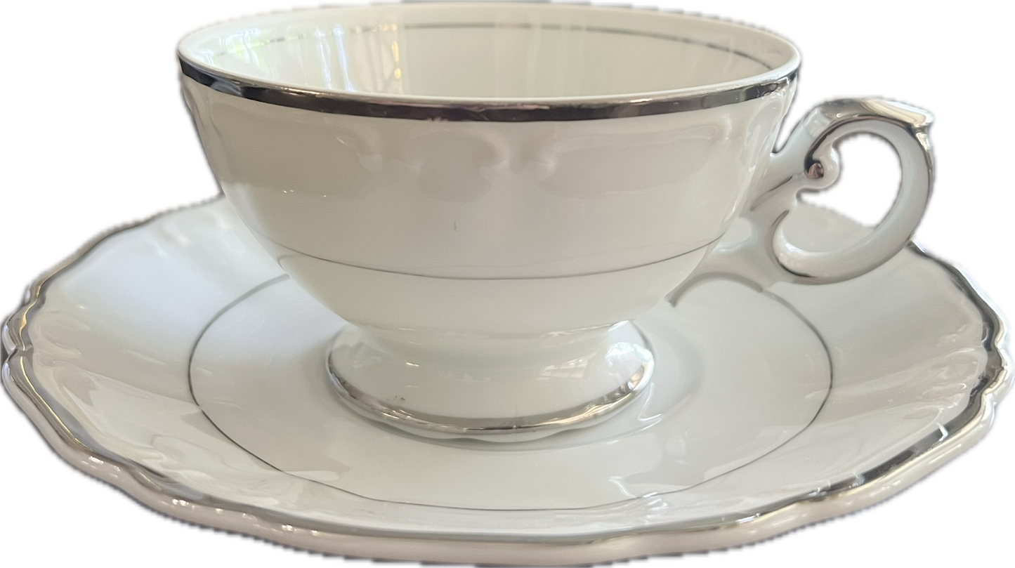 Silver Sonata by Harmony House China - Teacup & Saucer - 4 available
