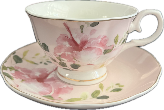 Blush Hibiscus by Fanquare - Teacup & Saucer - 2 available