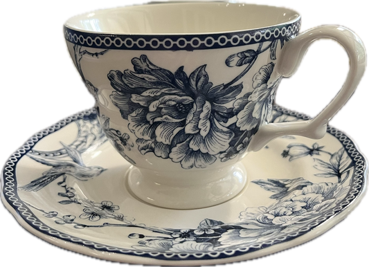 Adelaide Blue and White by 222 Fifth - Teacup & Saucer -  2 available