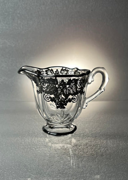 Lace Filigree - Glass / Silver Sugar Bowl - 1 available