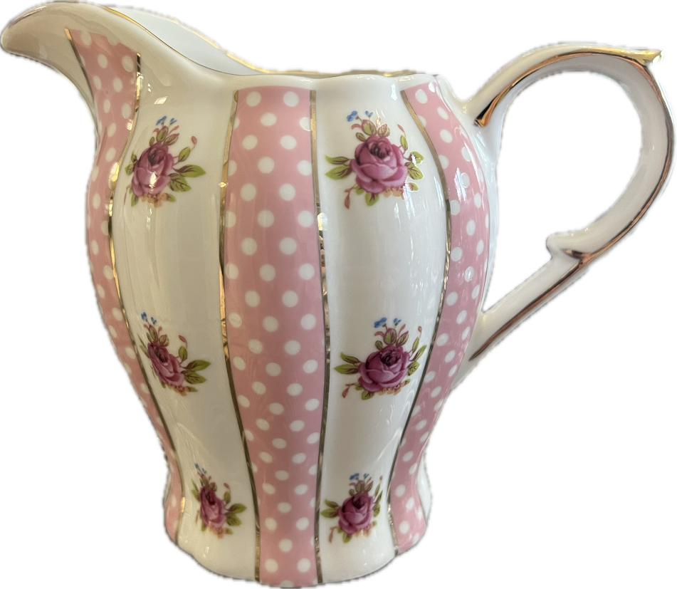 Pink Dots Rose Bud by Grace's Teaware - Sugar Bowl -  1 available