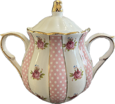 Pink Dots Rose Bud by Grace's Teaware - Sugar Bowl -  1 available